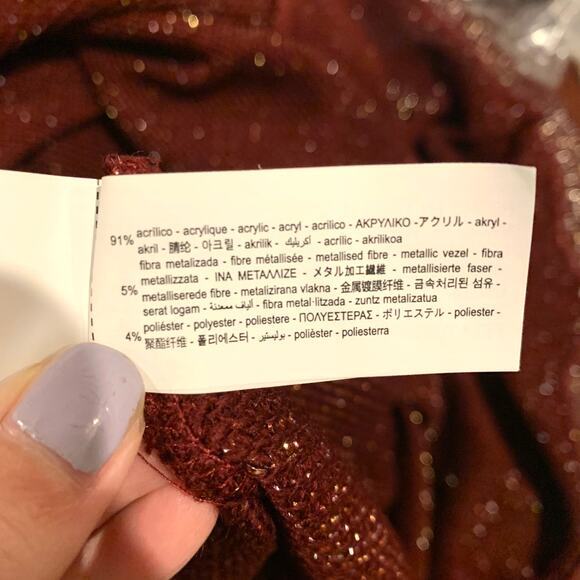 Zara LONG SPARKLY V-NECK KNIT MAXI DRESS in Maroon - Picture 11 of 12